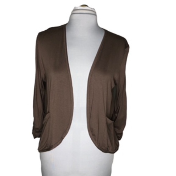 bobeau Sweaters - NWT Bobeau Light Weight 3/4 Qtr Sleeve Toffee Open Front Cardigan Size L